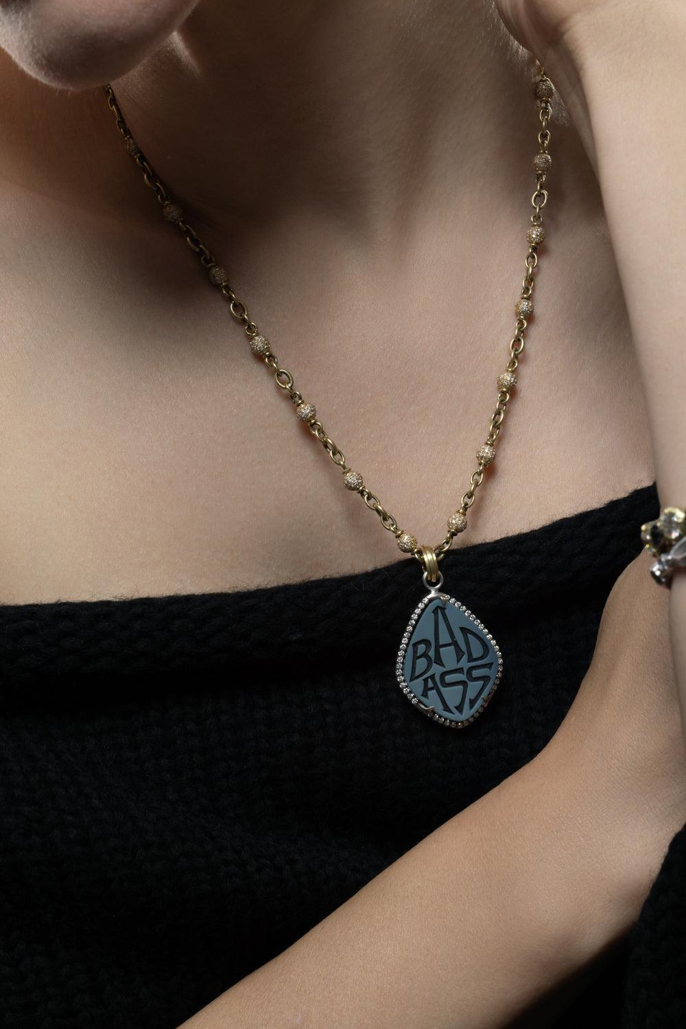 Onyx Bad Ass Pendant-WHITE GOLD-JEWELRYFINE JEWELPENDANT-SYLVA & CIE