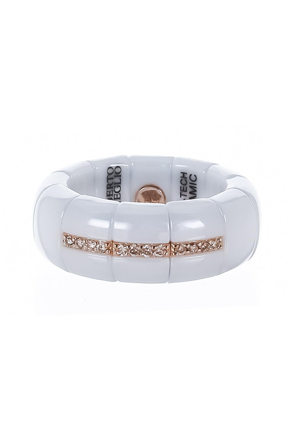 Diamond Two Section White Pura Stretch Ring-ROSE GOLD-6-JEWELRYFINE JEWELRING-ROBERTO DEMEGLIO