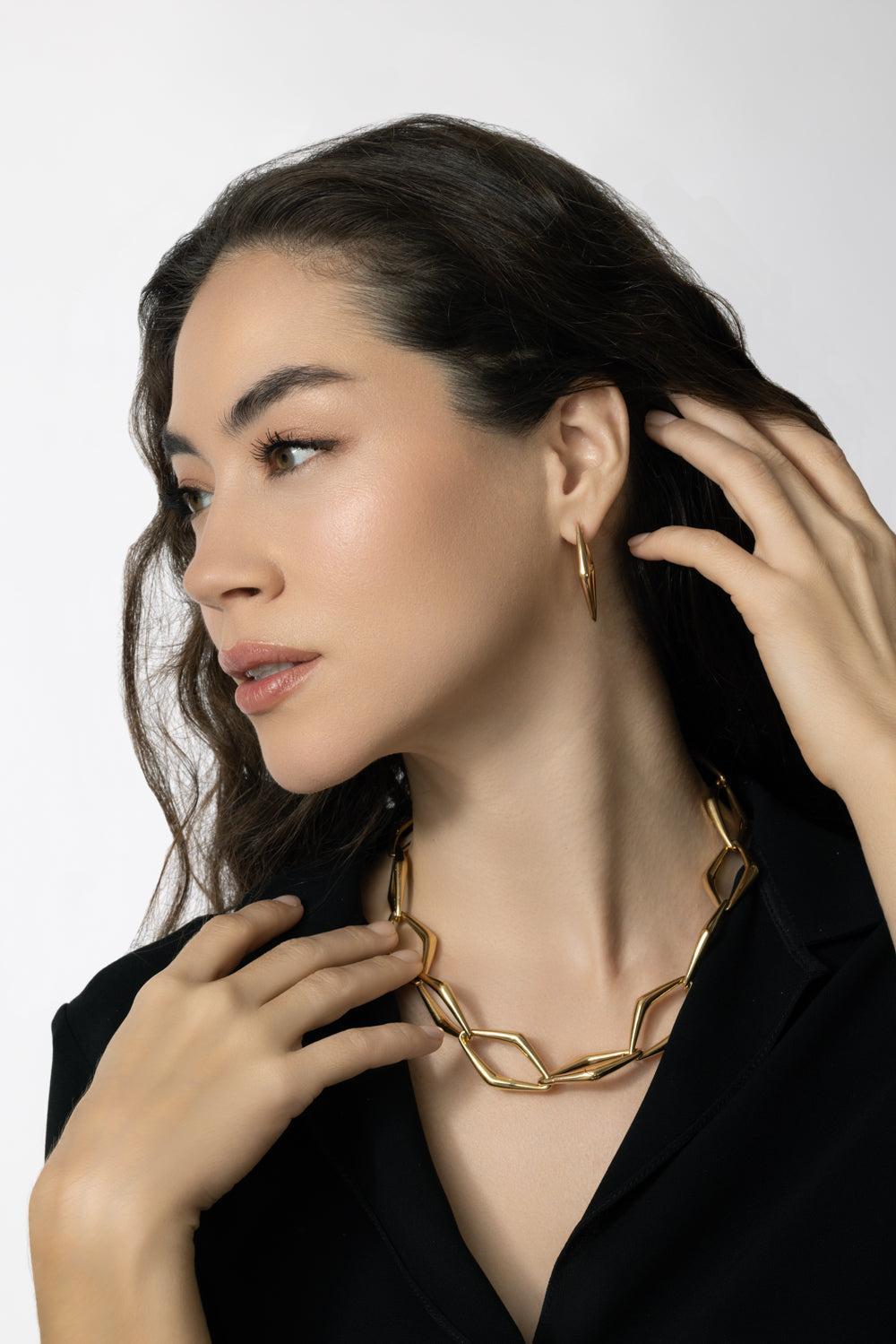 Uptown Girl Small Hoops-YELLOW GOLD-JEWELRYFINE JEWELEARRING-PARULINA