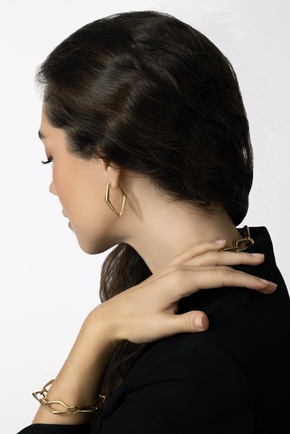 Uptown Girl Small Hoops-YELLOW GOLD-JEWELRYFINE JEWELEARRING-PARULINA