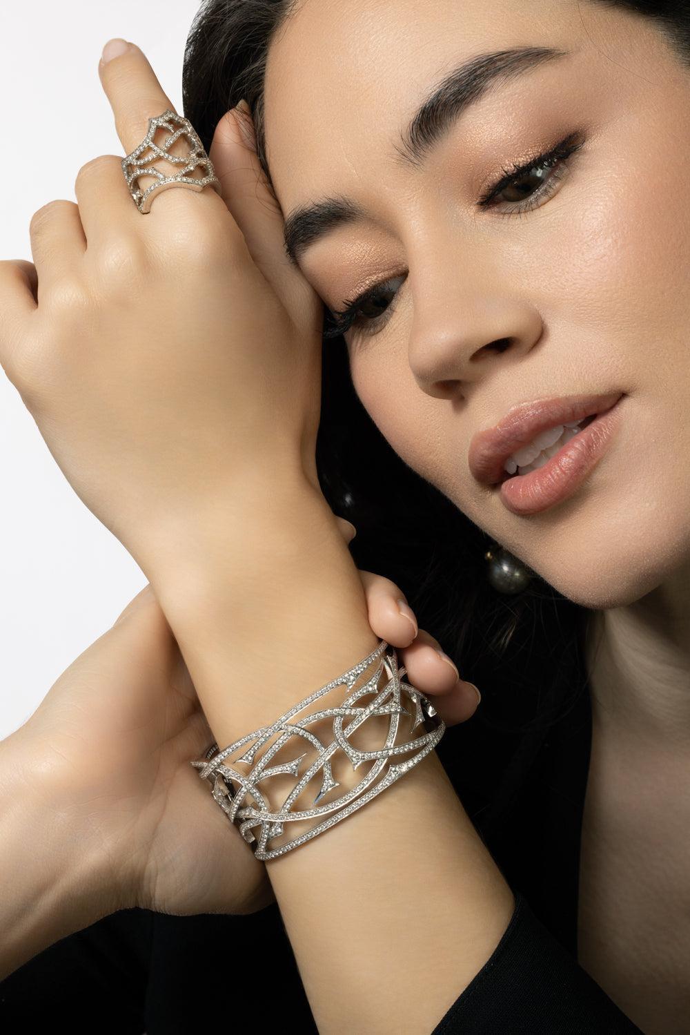 Vines In The Woods Diamond Bracelet-WHITE GOLD-JEWELRYFINE JEWELBRACELET O-PARULINA
