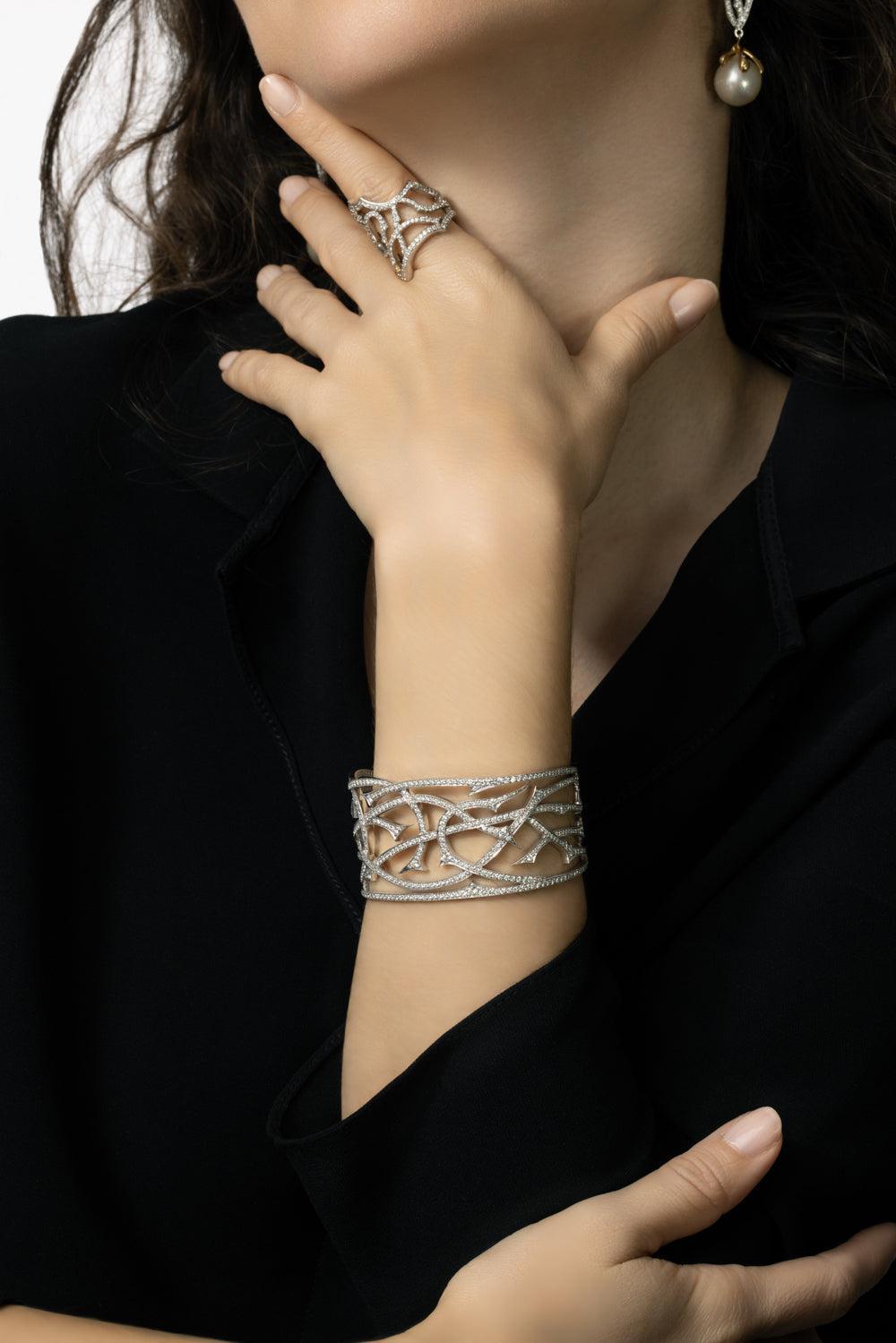 Vines In The Woods Diamond Bracelet-WHITE GOLD-JEWELRYFINE JEWELBRACELET O-PARULINA