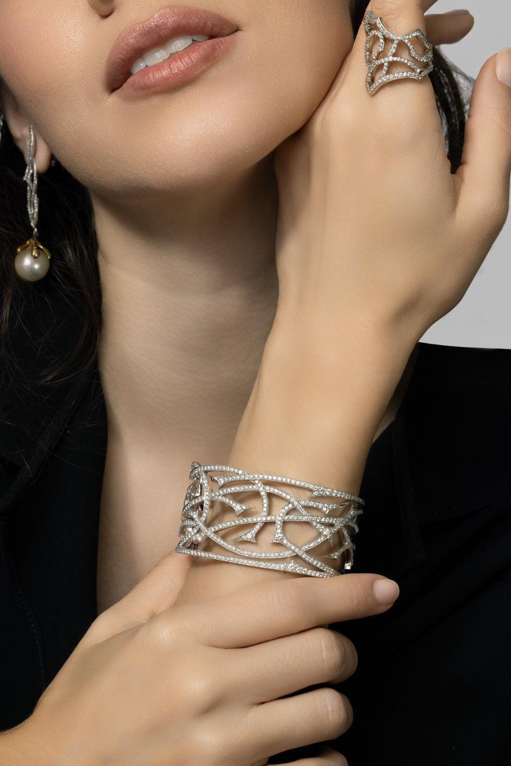 Vines In The Woods Diamond Bracelet-WHITE GOLD-JEWELRYFINE JEWELBRACELET O-PARULINA
