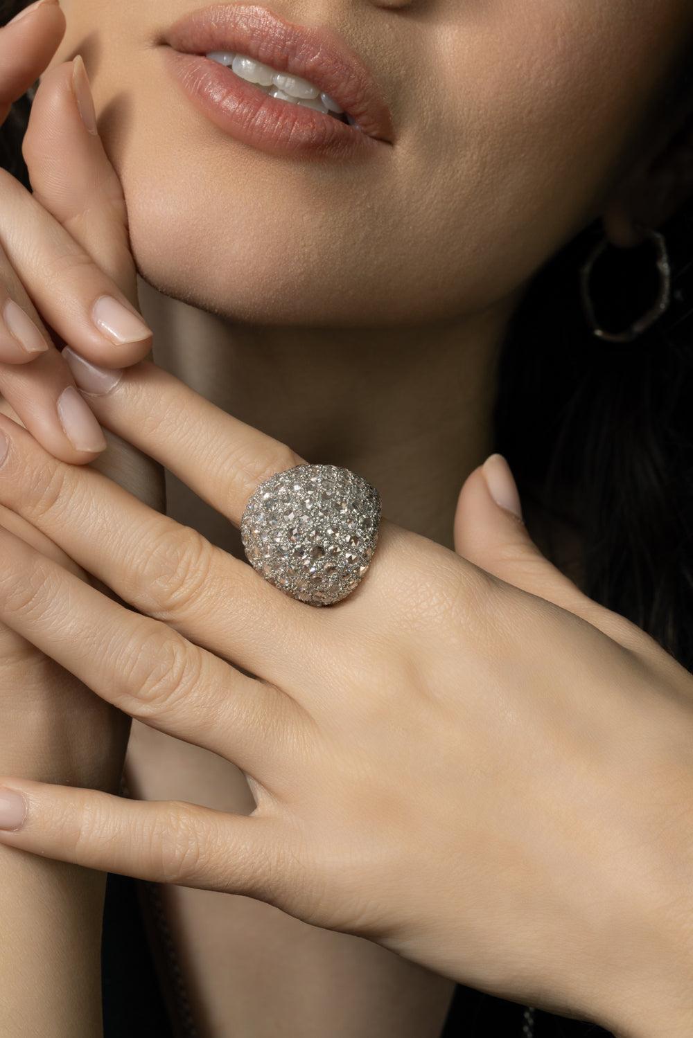 Domed Diamond Ecclesia Ring-WHITE GOLD-6.5-JEWELRYFINE JEWELRING-PARULINA