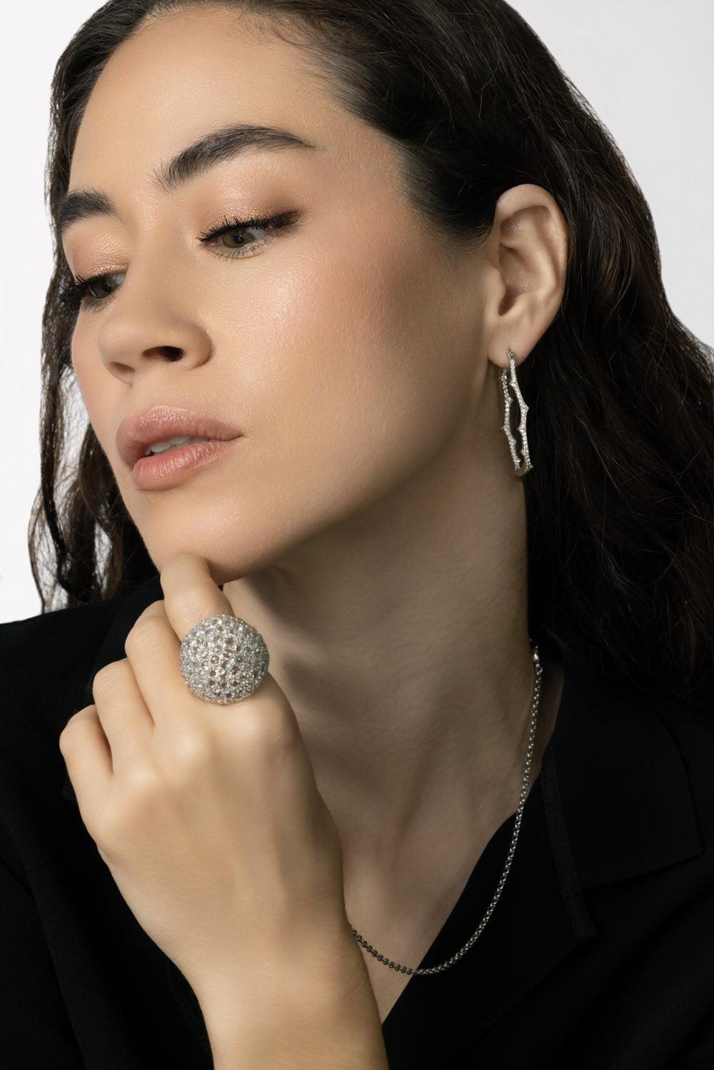 Thorn Briar Diamond Hoop Earrings-WHITE GOLD-JEWELRYFINE JEWELEARRING-PARULINA