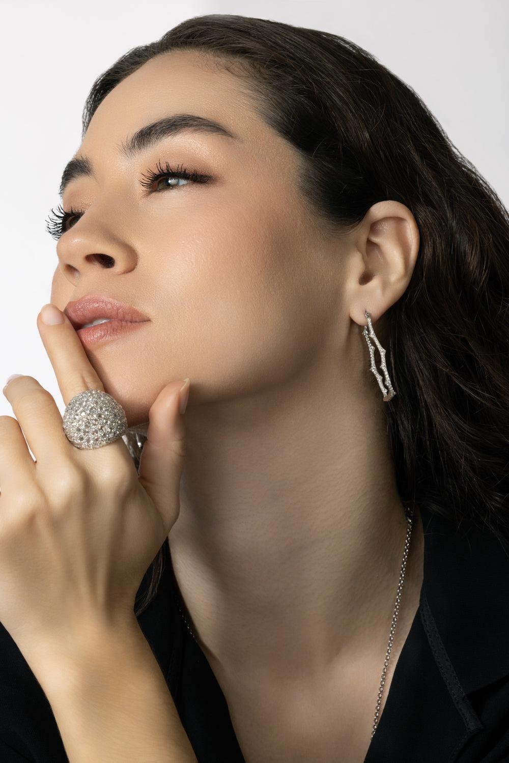 Thorn Briar Diamond Hoop Earrings-WHITE GOLD-JEWELRYFINE JEWELEARRING-PARULINA