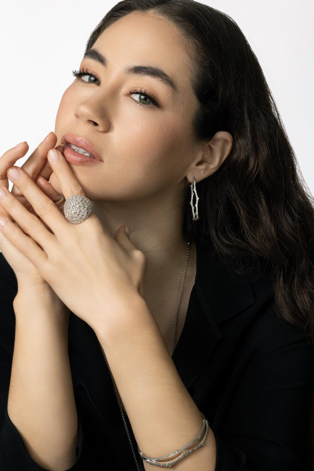 Thorn Briar Diamond Hoop Earrings-WHITE GOLD-JEWELRYFINE JEWELEARRING-PARULINA