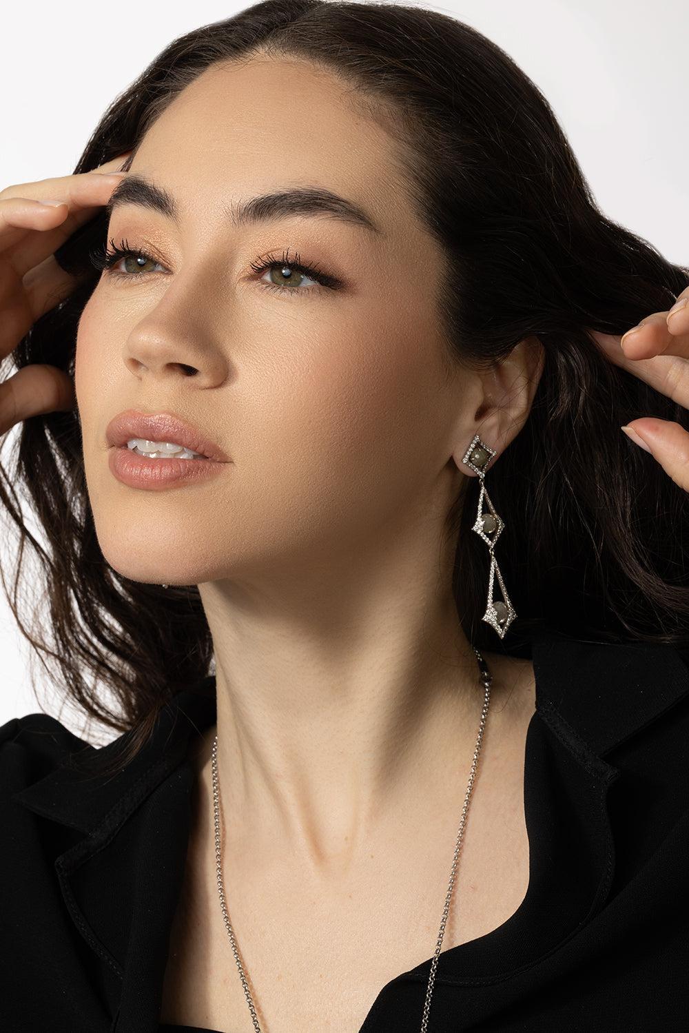 La Tour Eiffel Ecclesia Earrings-WHITE GOLD-JEWELRYFINE JEWELEARRING-PARULINA