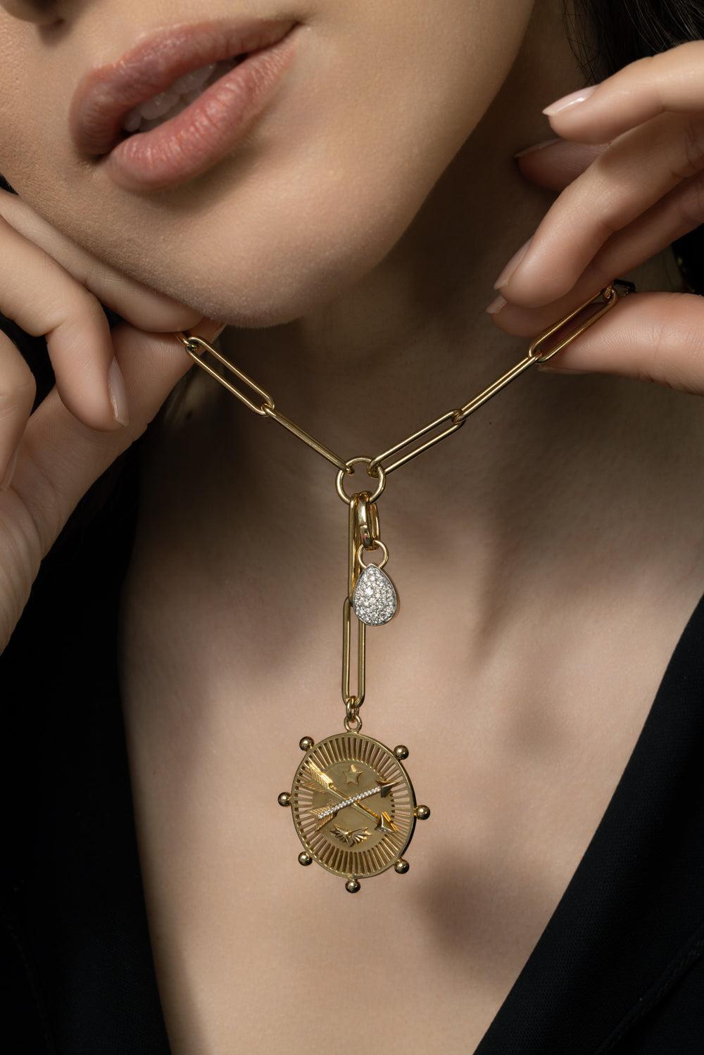 Small Pave Diamond Forever Always Pendant-YELLOW GOLD-JEWELRYFINE JEWELPENDANT-FOUNDRAE