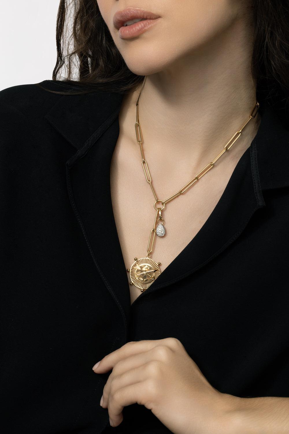 Small Pave Diamond Forever Always Pendant-YELLOW GOLD-JEWELRYFINE JEWELPENDANT-FOUNDRAE