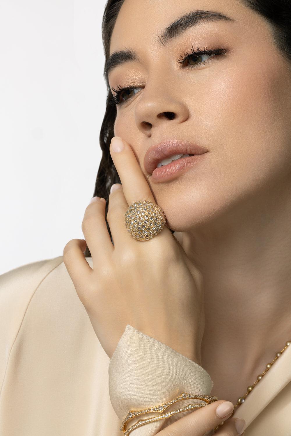 Domed Diamond Ecclesia Ring-WHITE GOLD-6.5-JEWELRYFINE JEWELRING-PARULINA