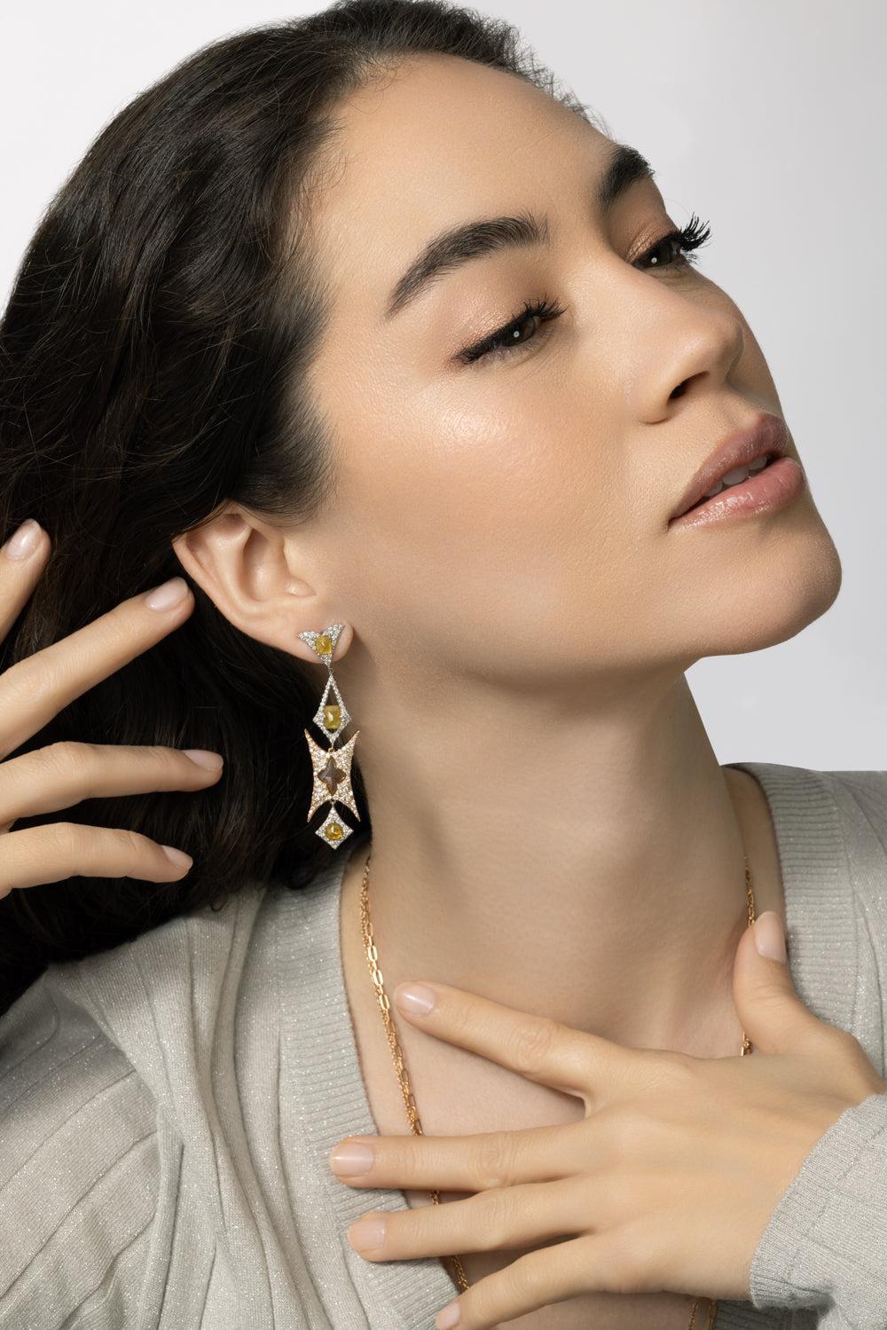 Fancy Diamond Ecclesia Earrings-ROSE GOLD-JEWELRYFINE JEWELEARRING-PARULINA
