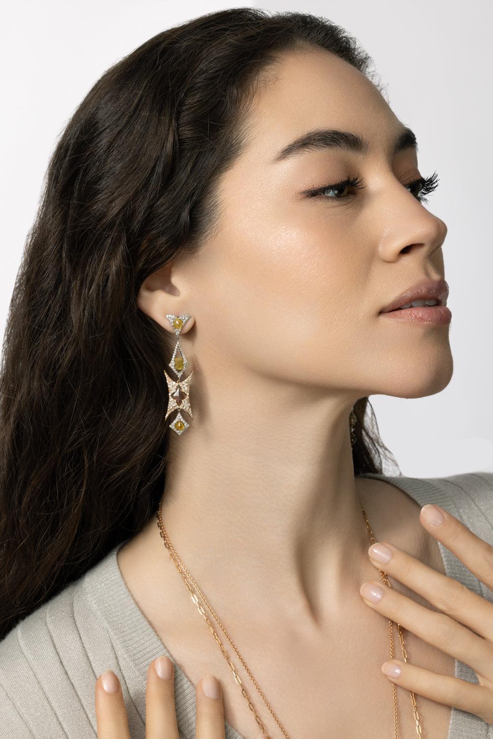 Fancy Diamond Ecclesia Earrings-ROSE GOLD-JEWELRYFINE JEWELEARRING-PARULINA