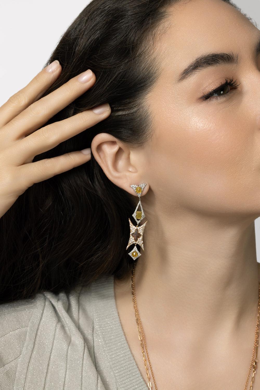 Fancy Diamond Ecclesia Earrings-ROSE GOLD-JEWELRYFINE JEWELEARRING-PARULINA
