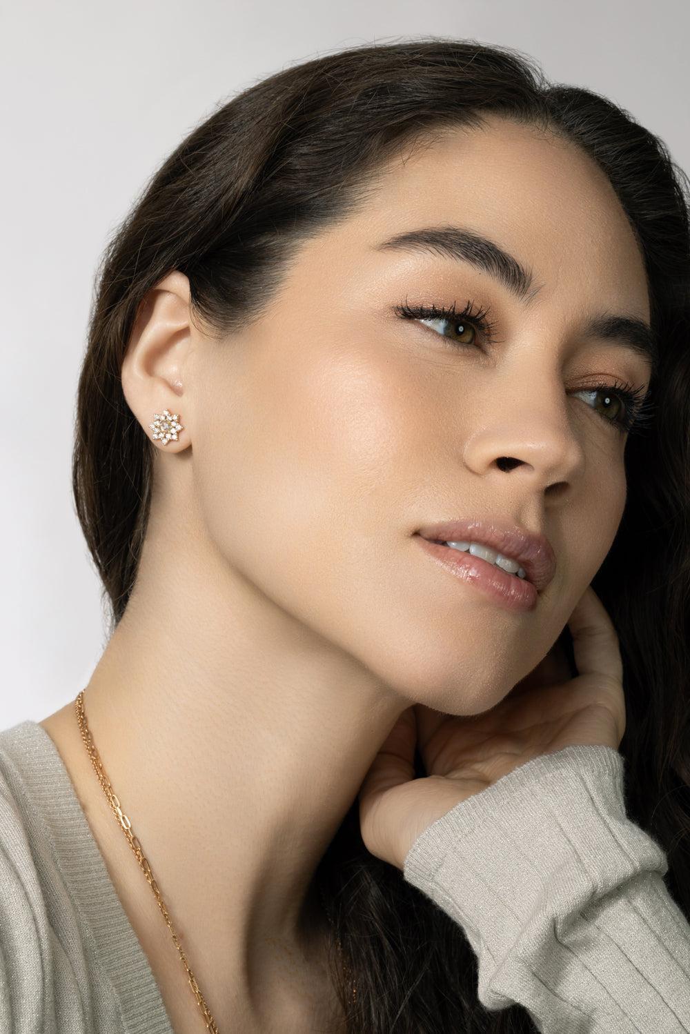 Sherzade Diamond Stud Earrings-ROSE GOLD-JEWELRYFINE JEWELEARRING-PARULINA