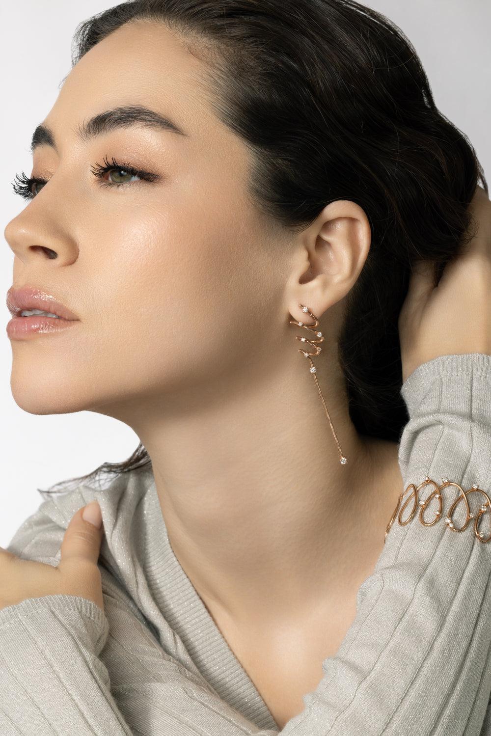 Rugiada Diamond Earrings-ROSE GOLD-JEWELRYFINE JEWELEARRING-MATTIA CIELO