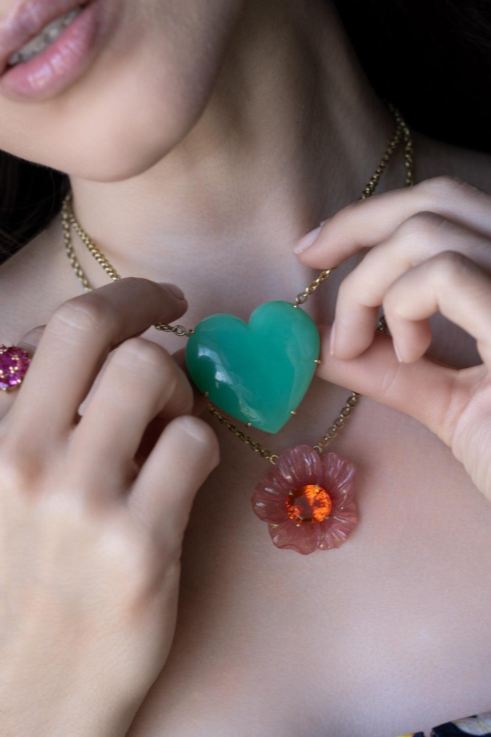 Chrysoprase Love Necklace-YELLOW GOLD-JEWELRYFINE JEWELNECKLACE O-IRENE NEUWIRTH JEWELRY