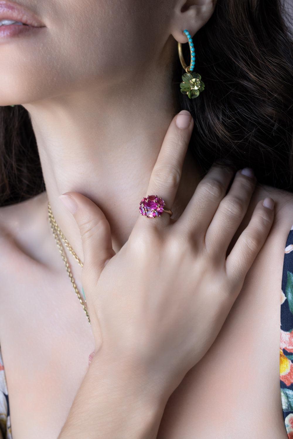 Rubellite Floret Gemmy Gem Ring-ROSE GOLD-6.75-JEWELRYFINE JEWELRING-IRENE NEUWIRTH JEWELRY