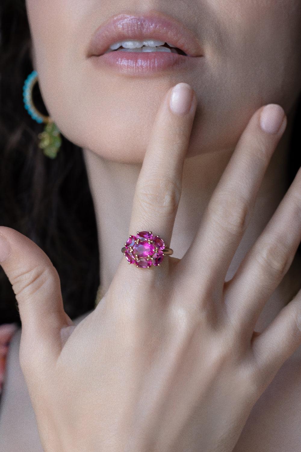 Rubellite Floret Gemmy Gem Ring-ROSE GOLD-6.75-JEWELRYFINE JEWELRING-IRENE NEUWIRTH JEWELRY