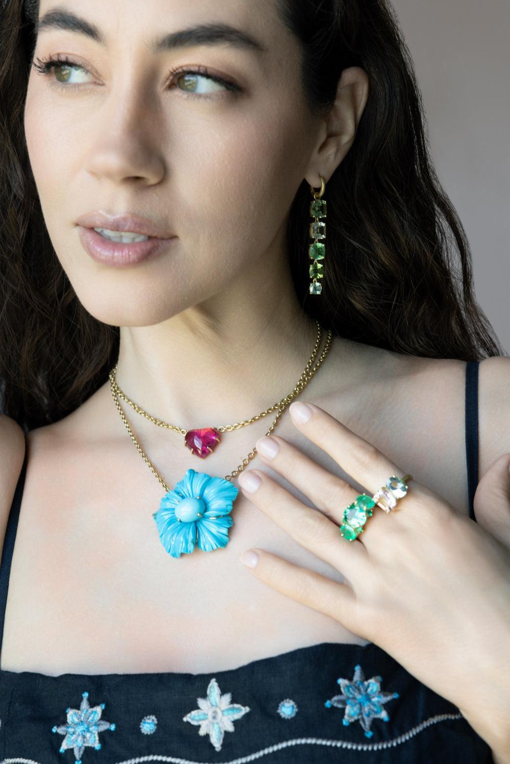 Pink Tourmaline Love Necklace-YELLOW GOLD-JEWELRYFINE JEWELNECKLACE O-IRENE NEUWIRTH JEWELRY