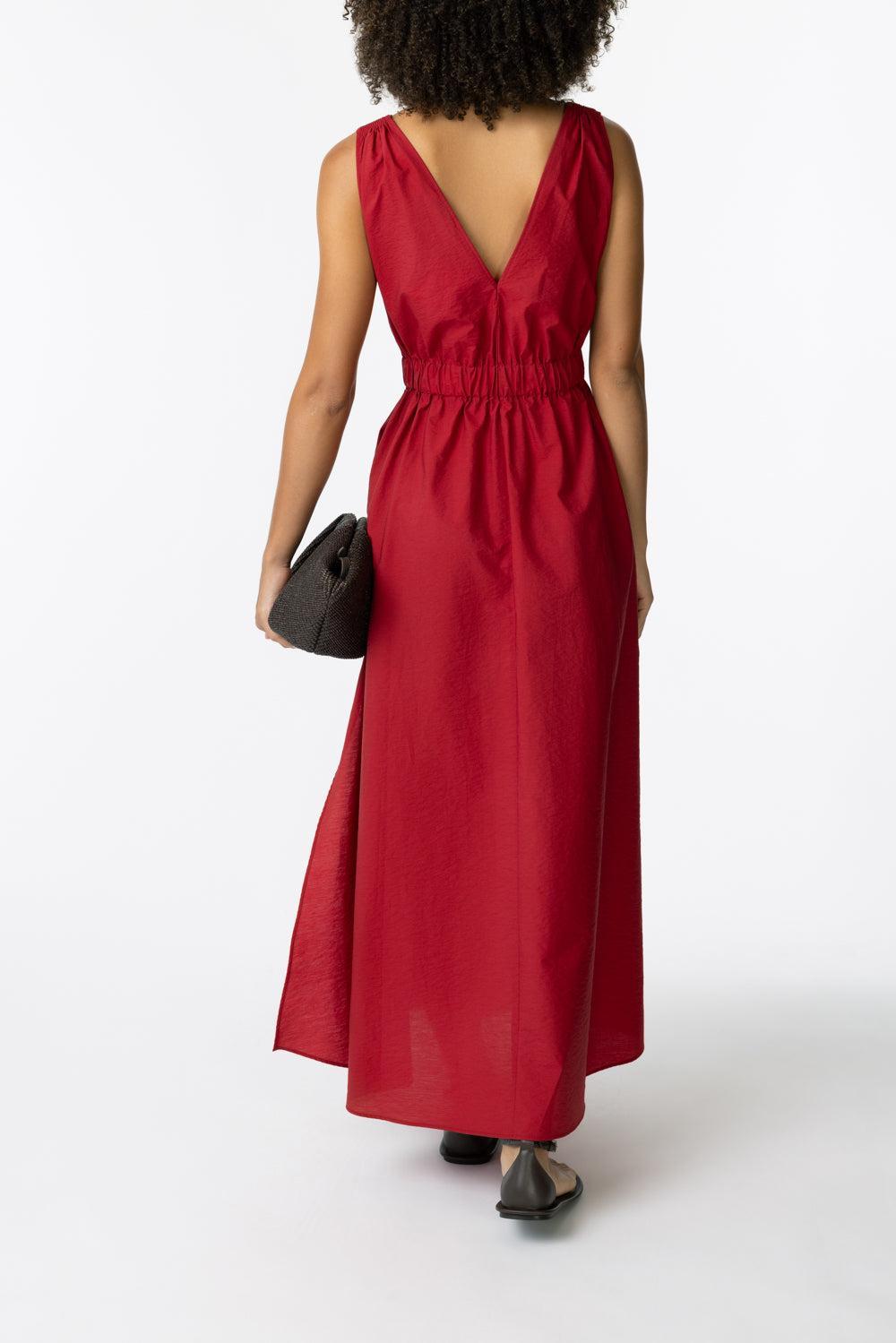 Monili Shoulder Maxi Dress - Red-RED-XS-CLOTHINGDRESSCASUAL-BRUNELLO CUCINELLI