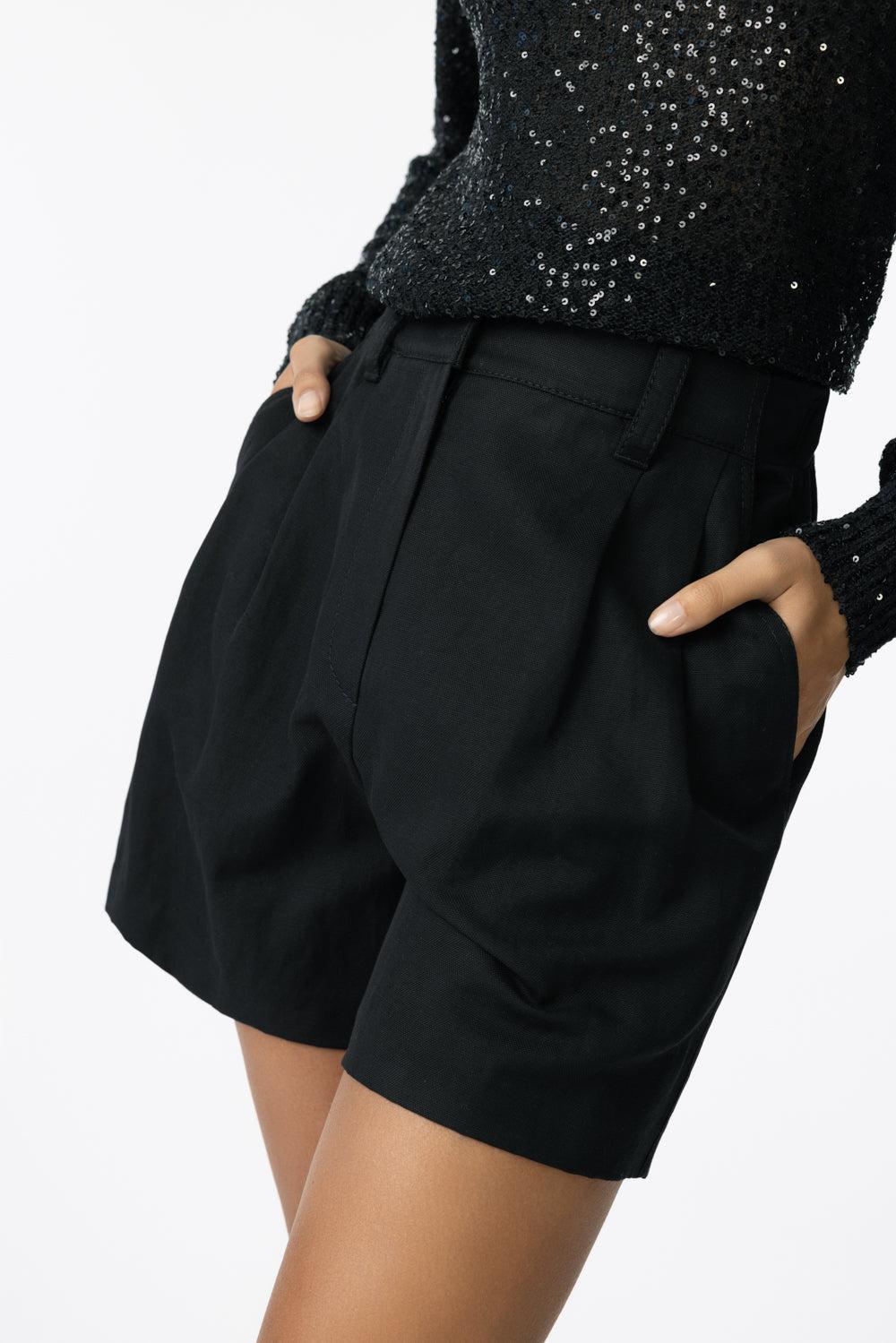Pleated Baggy Shorts-BLACK-36-CLOTHINGPANTSHORT-BRUNELLO CUCINELLI