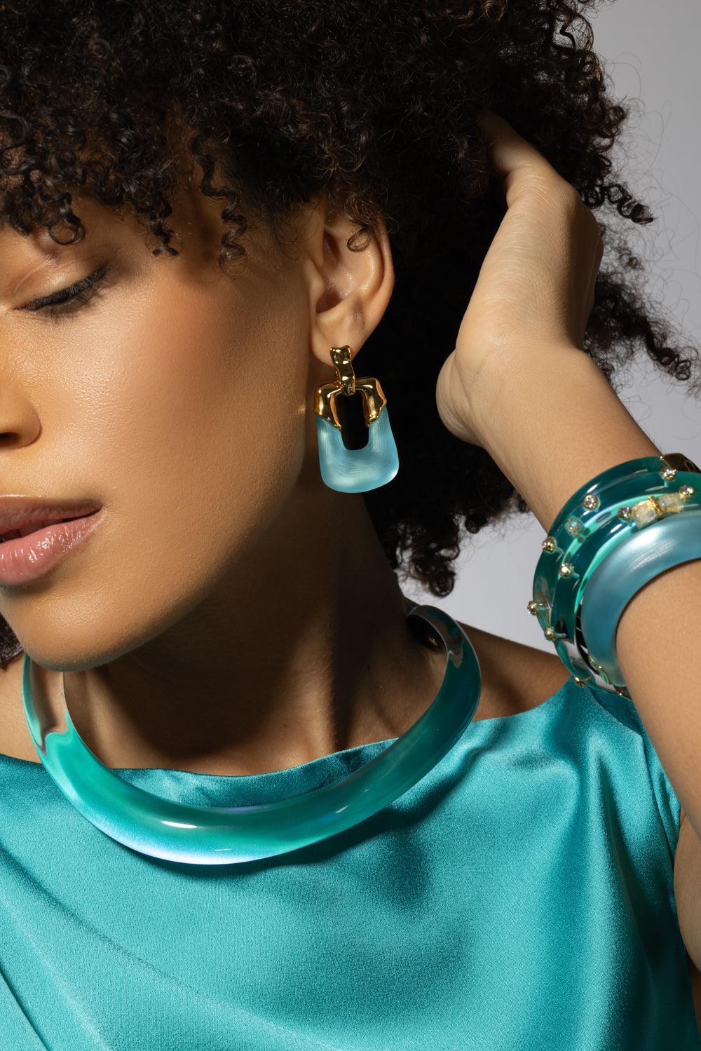 Luminous Lucite Door Knocker Earrings-BLUE-JEWELRYBOUTIQUEEARRING-ALEXIS BITTAR