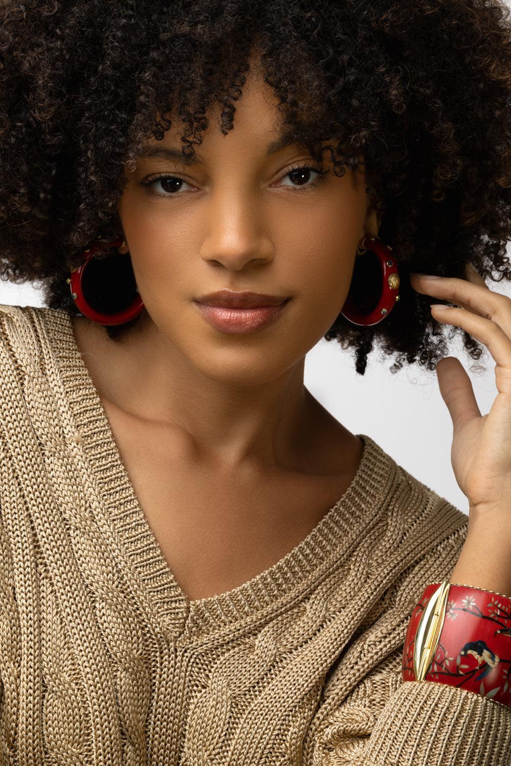 Celestial Marquetry Hoop Earrings-YELLOW GOLD-JEWELRYFINE JEWELEARRING-SILVIA FURMANOVICH
