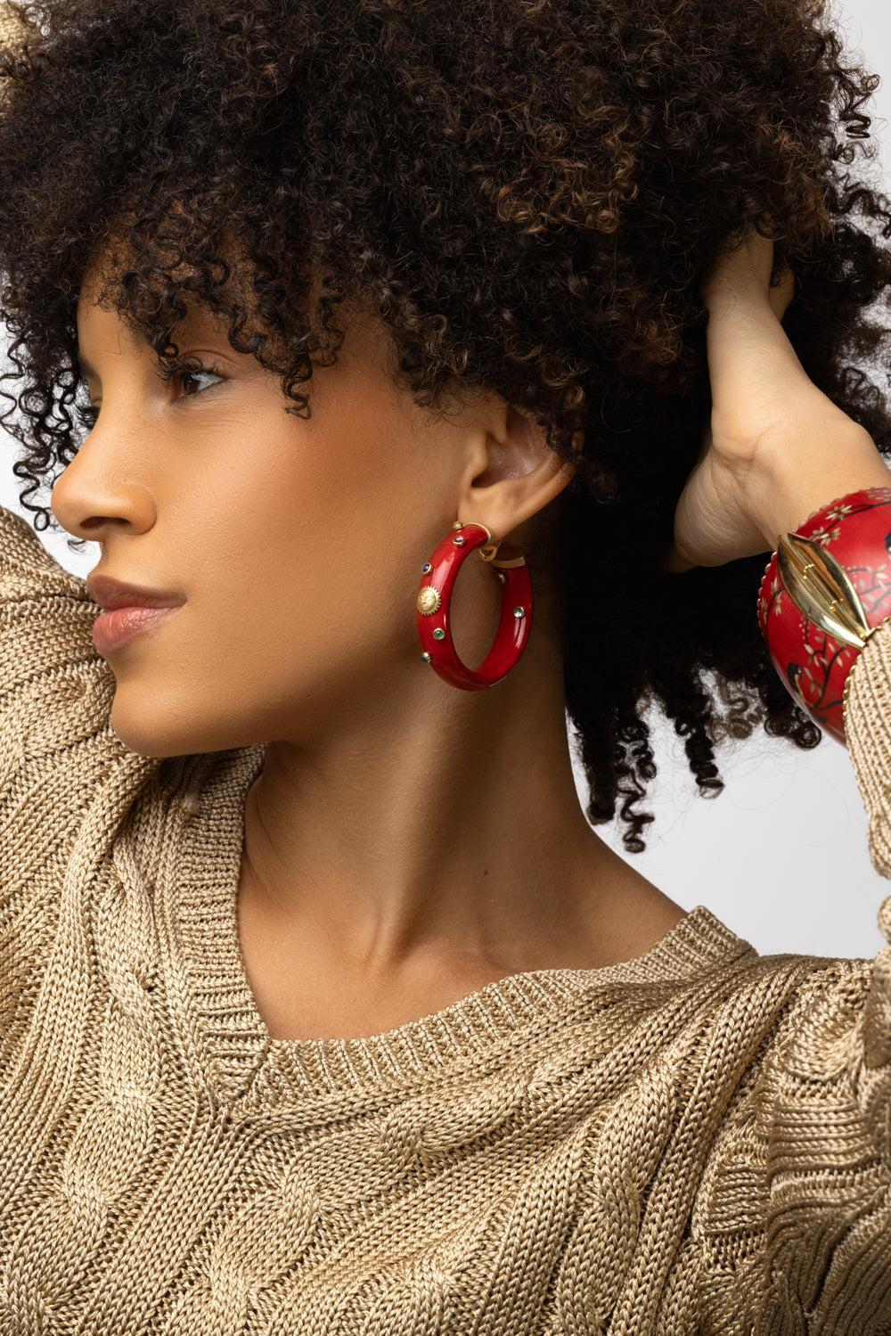 Celestial Marquetry Hoop Earrings-YELLOW GOLD-JEWELRYFINE JEWELEARRING-SILVIA FURMANOVICH