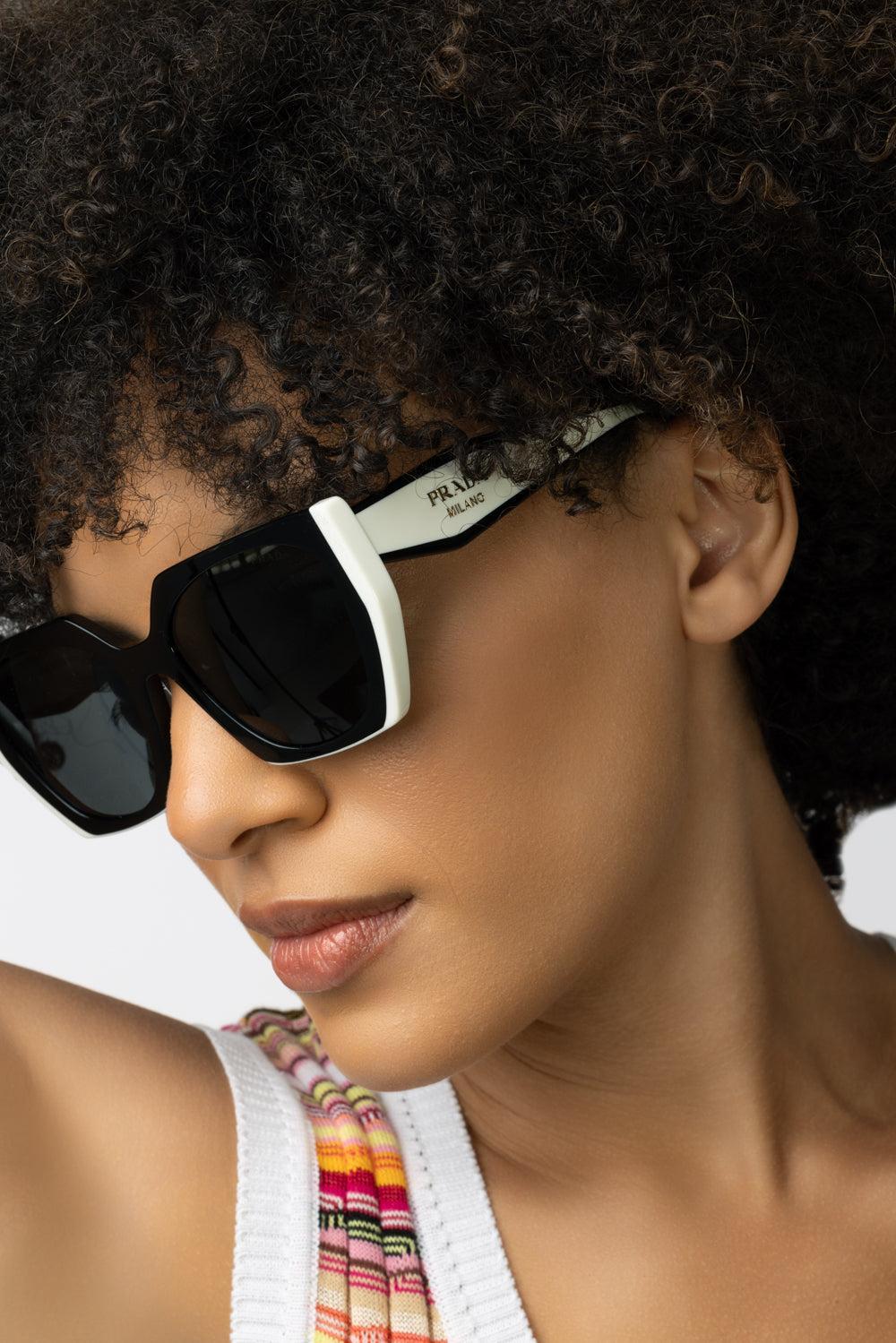 Side Logo Rectangle Sunglasses-BK/SLATE-ACCESSORIESUNGLASSES-PRADA