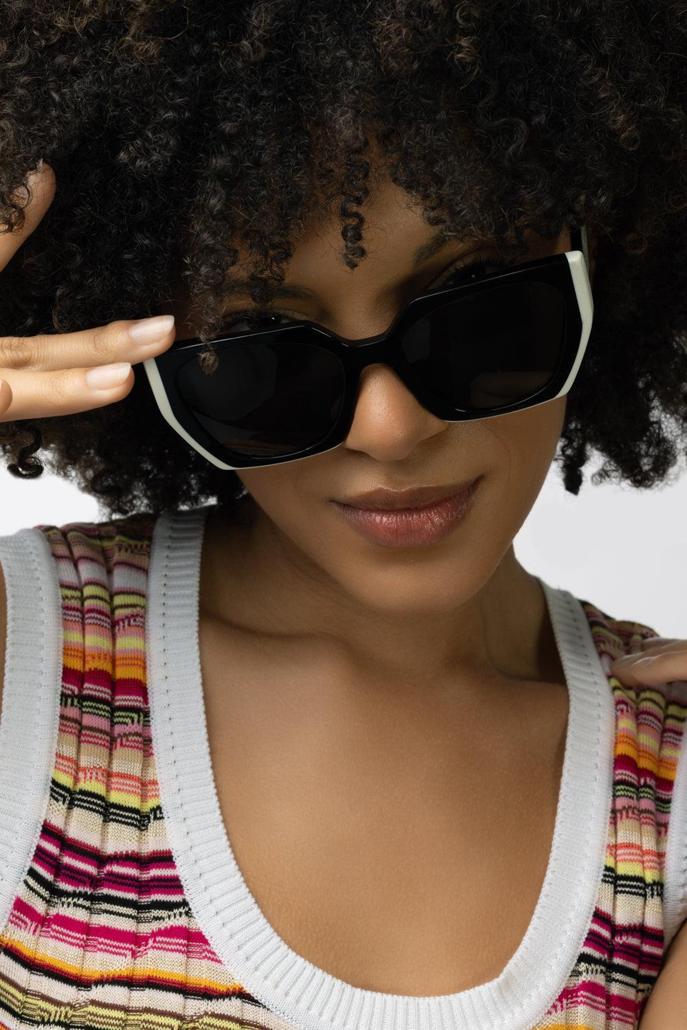 Side Logo Rectangle Sunglasses-BK/SLATE-ACCESSORIESUNGLASSES-PRADA