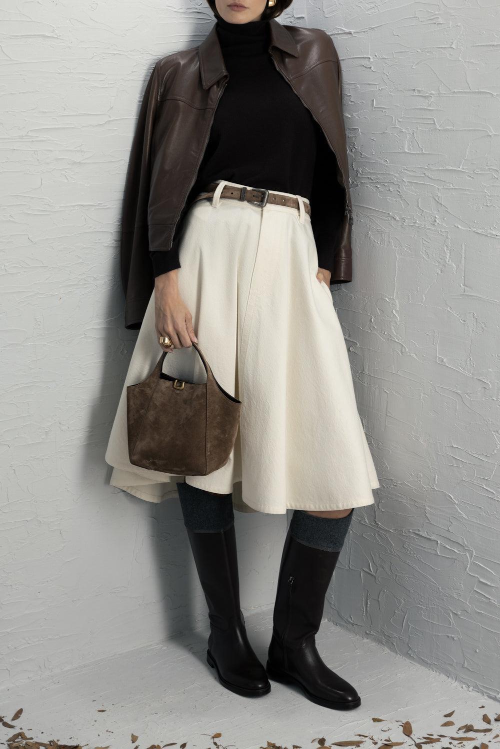 Monili Turtleneck Long Sleeve Sweater-BROWN-XS-CLOTHINGTOPKNITS-BRUNELLO CUCINELLI