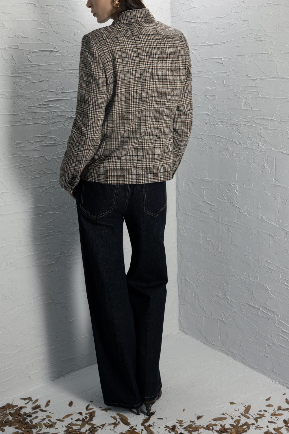 Check Print Suit Jacket-BROWN-38-CLOTHINGJACKETCASUAL-BRUNELLO CUCINELLI