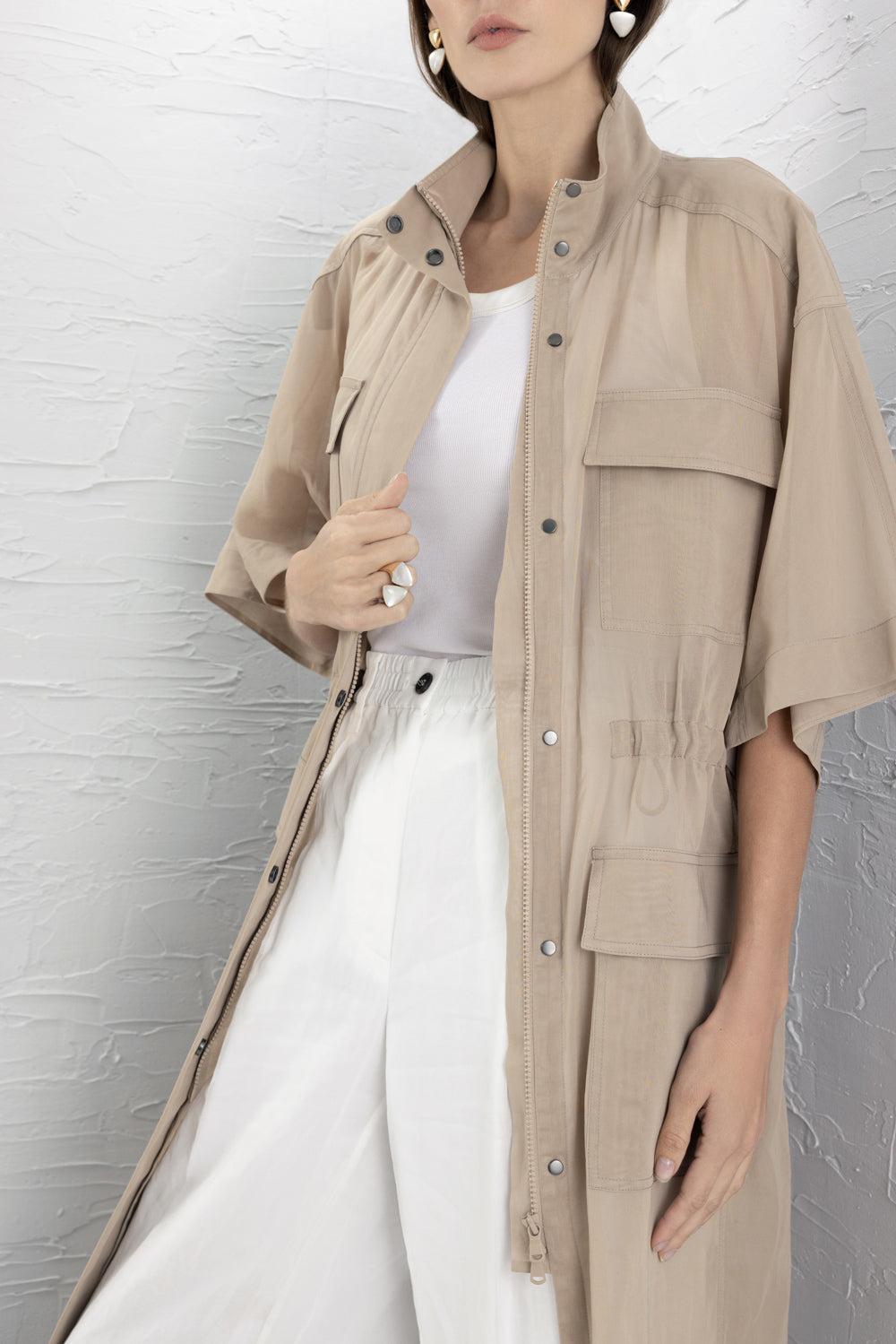 Utility Shirt Dress-CREAM-XS-CLOTHINGDRESSCASUAL-BRUNELLO CUCINELLI