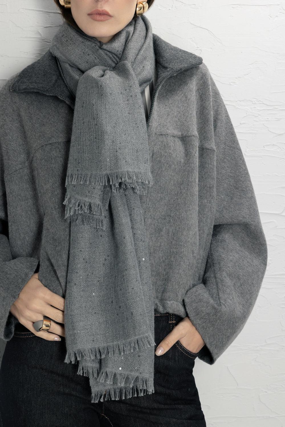 Paillette Scarf - Dark Grey-GREY-O/S-ACCESSORIESCARVES-BRUNELLO CUCINELLI
