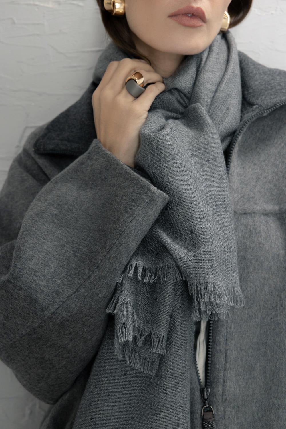 Paillette Scarf - Dark Grey-GREY-O/S-ACCESSORIESCARVES-BRUNELLO CUCINELLI