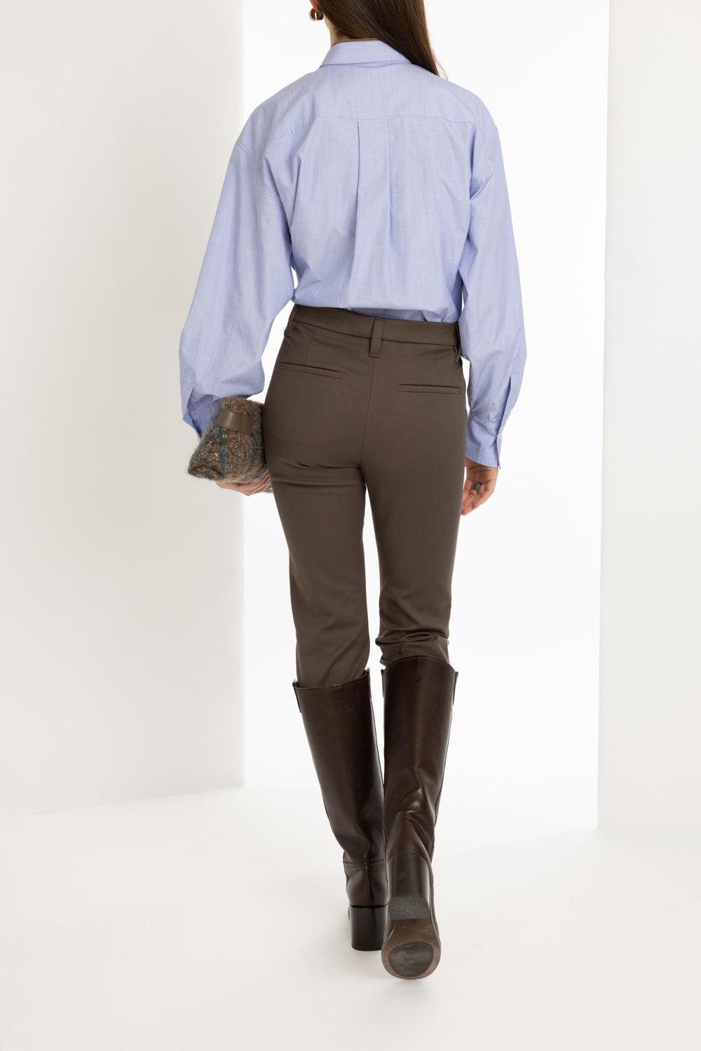 Shiny Collar End-On-End Shirt-LIGHT BLUE-XS-CLOTHINGTOPBLOUSE-BRUNELLO CUCINELLI