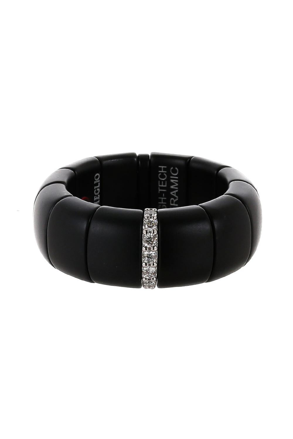 One Diamond Bar Matte Black Pura Stretch Ring-WHITE GOLD-7-JEWELRYFINE JEWELRING-ROBERTO DEMEGLIO