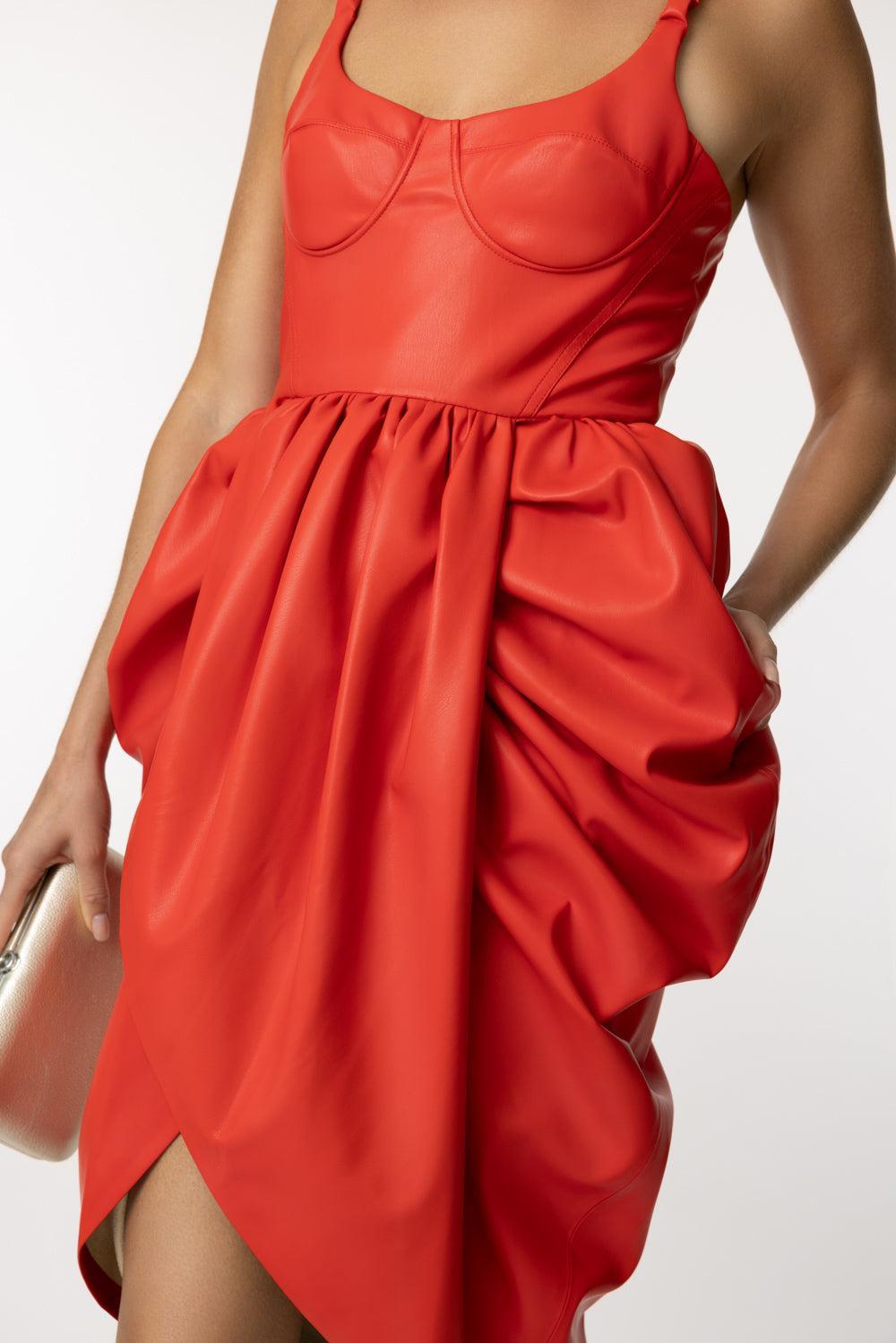 Bustier Ruched Wrapped Dress-RED-40-CLOTHINGDRESSCOCKTAIL-STELLA MCCARTNEY