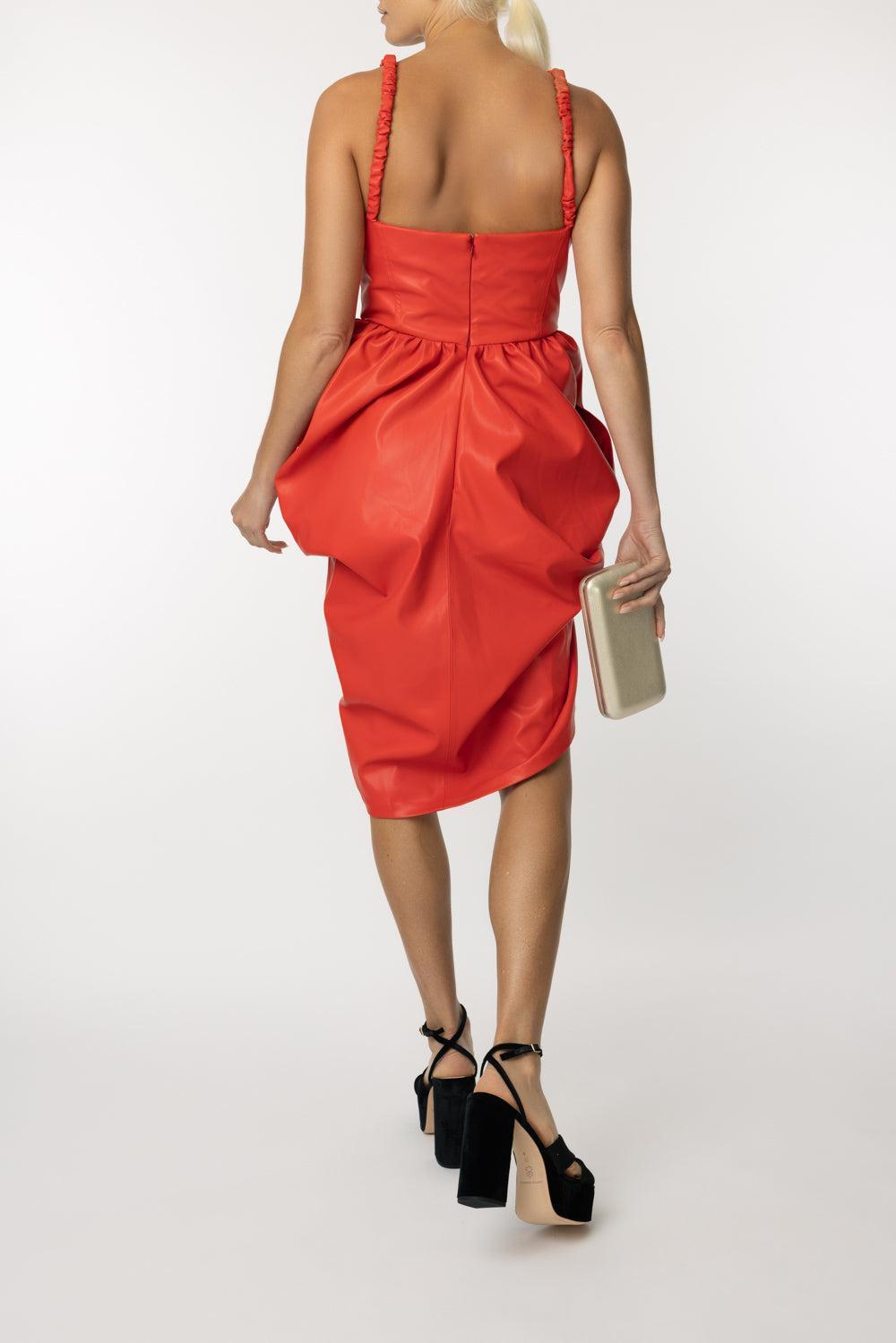 Bustier Ruched Wrapped Dress-RED-40-CLOTHINGDRESSCOCKTAIL-STELLA MCCARTNEY