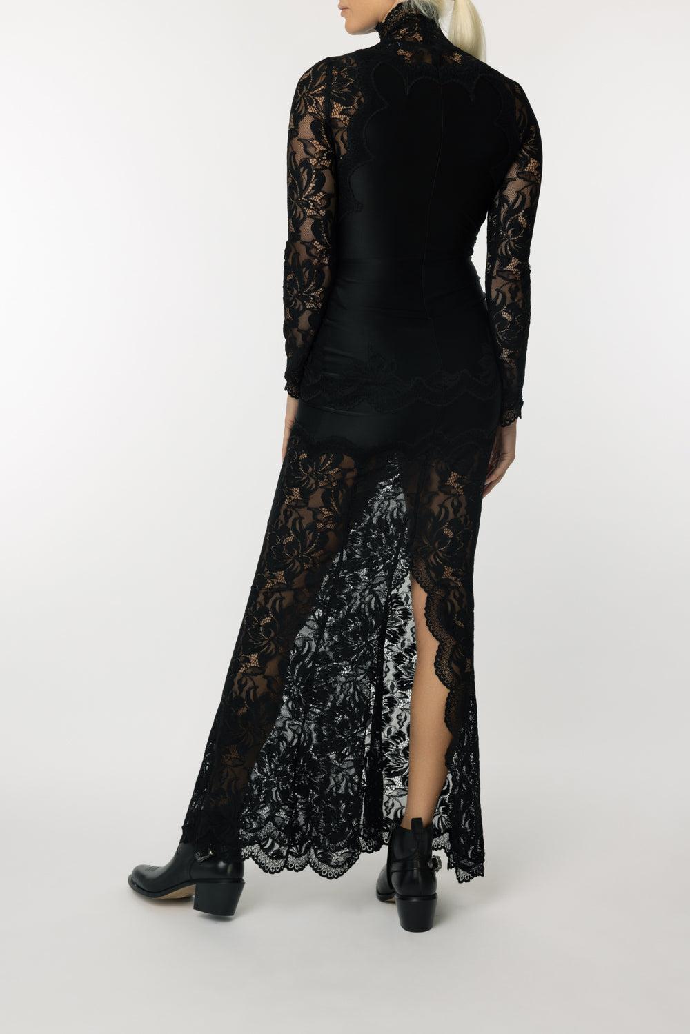 Long Sleeve High Neck Dress-BLACK-36-CLOTHINGDRESSCOCKTAIL-RABANNE