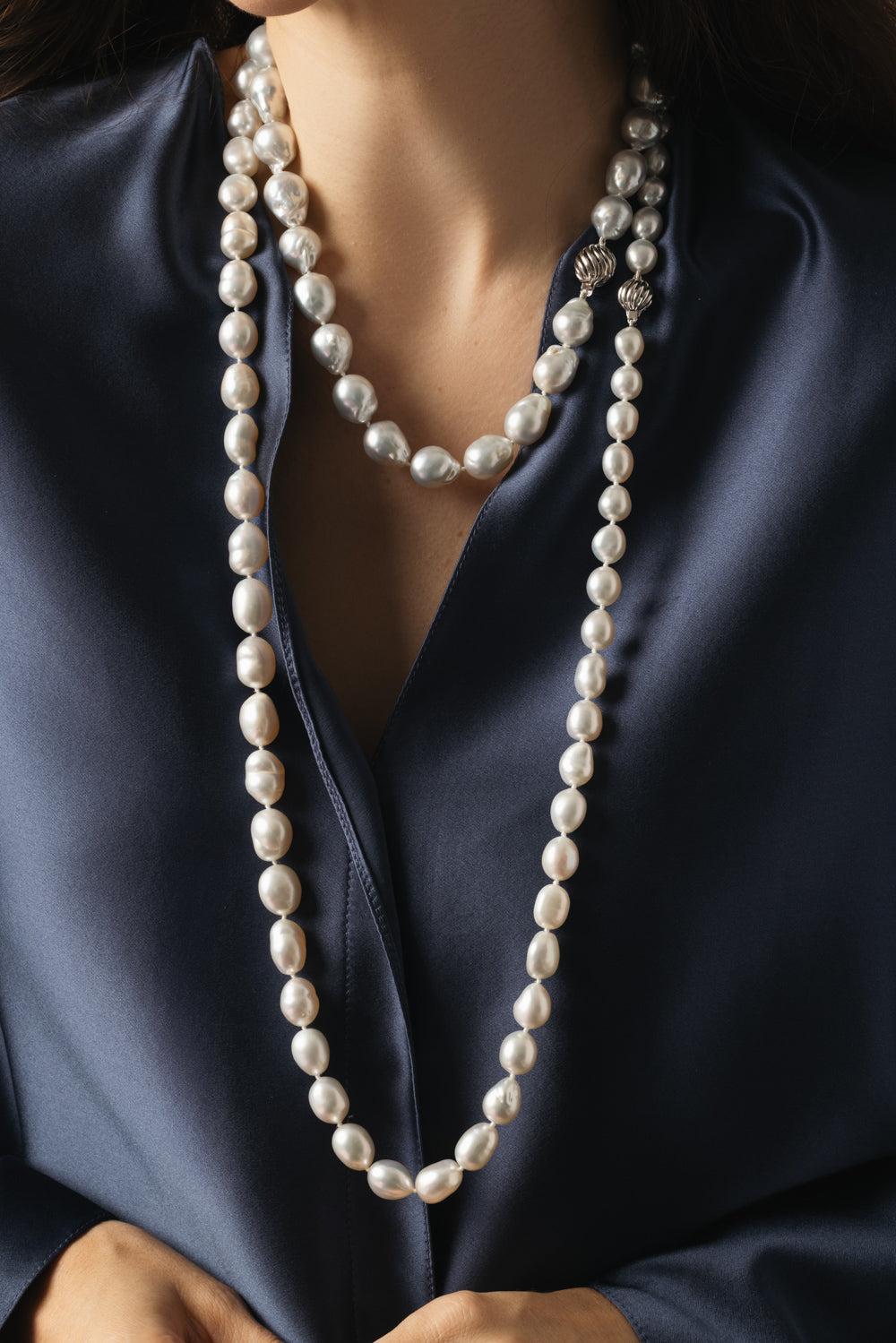 Endless South Sea Baroque Pearl Necklace-WHITE GOLD-34-JEWELRYFINE JEWELNECKLACE O-BAGGINS