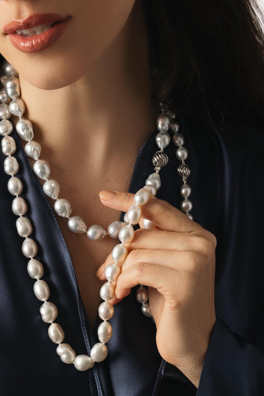 White South Sea Baroque Pearl Necklace-WHITE GOLD-18.25-JEWELRYFINE JEWELNECKLACE O-BAGGINS