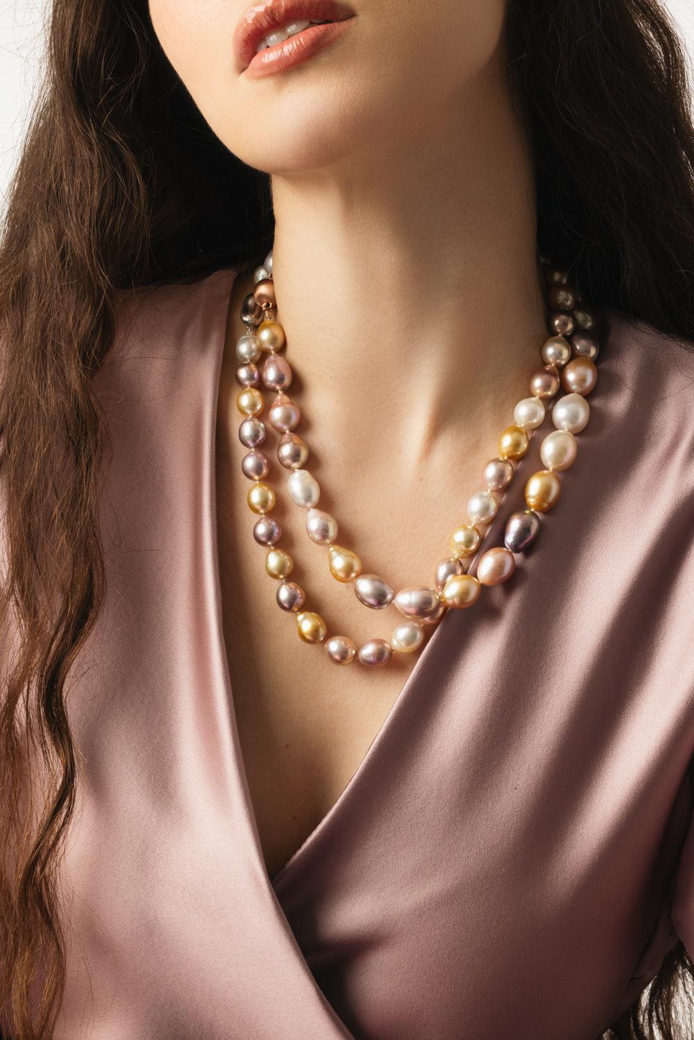 Multicolor Freshwater Pearl Necklace-SILVER-20-JEWELRYFINE JEWELNECKLACE O-BAGGINS