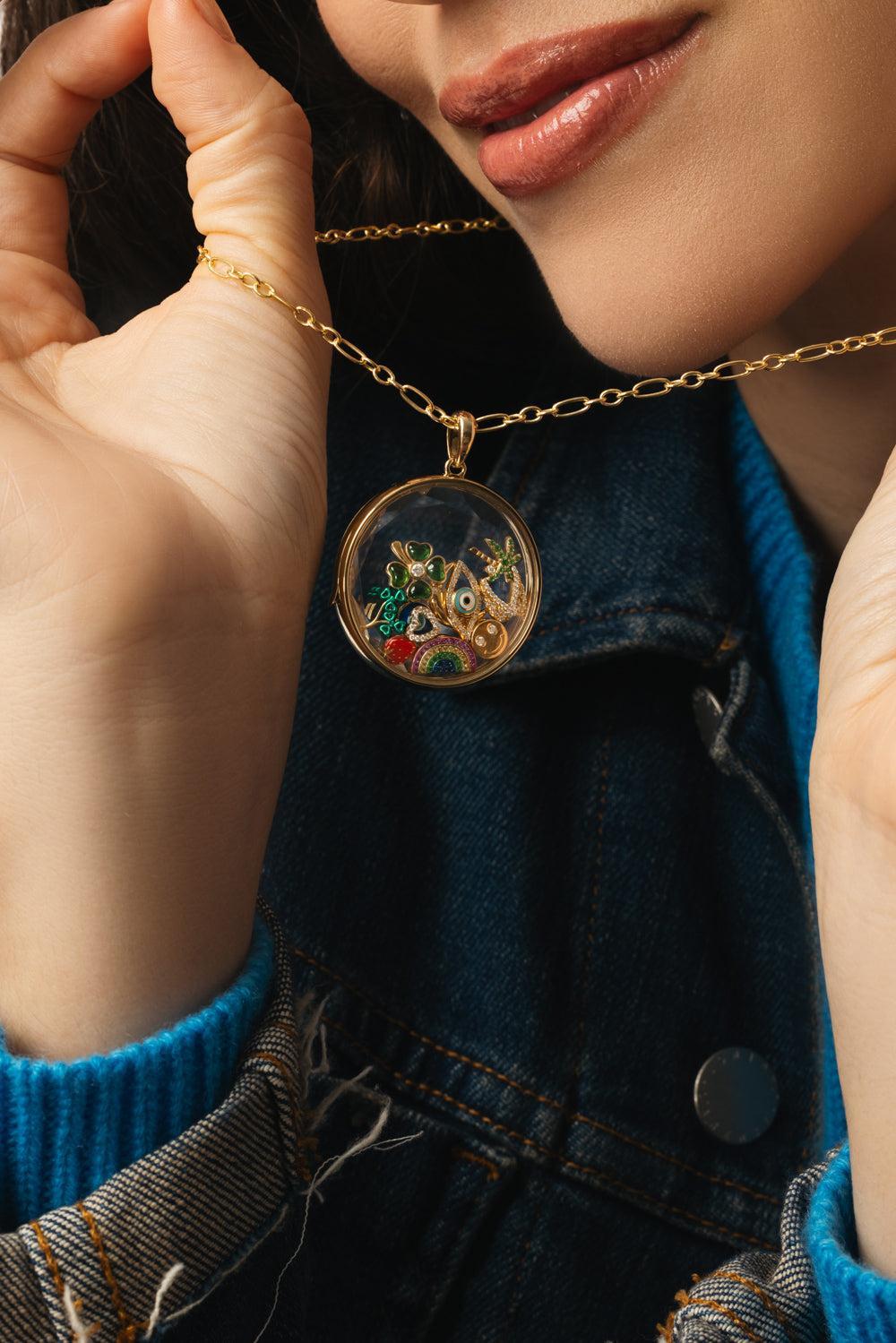 Large Round Paperclip Locket Necklace-YELLOW GOLD-18-JEWELRYFINE JEWELNECKLACE O-LOQUET