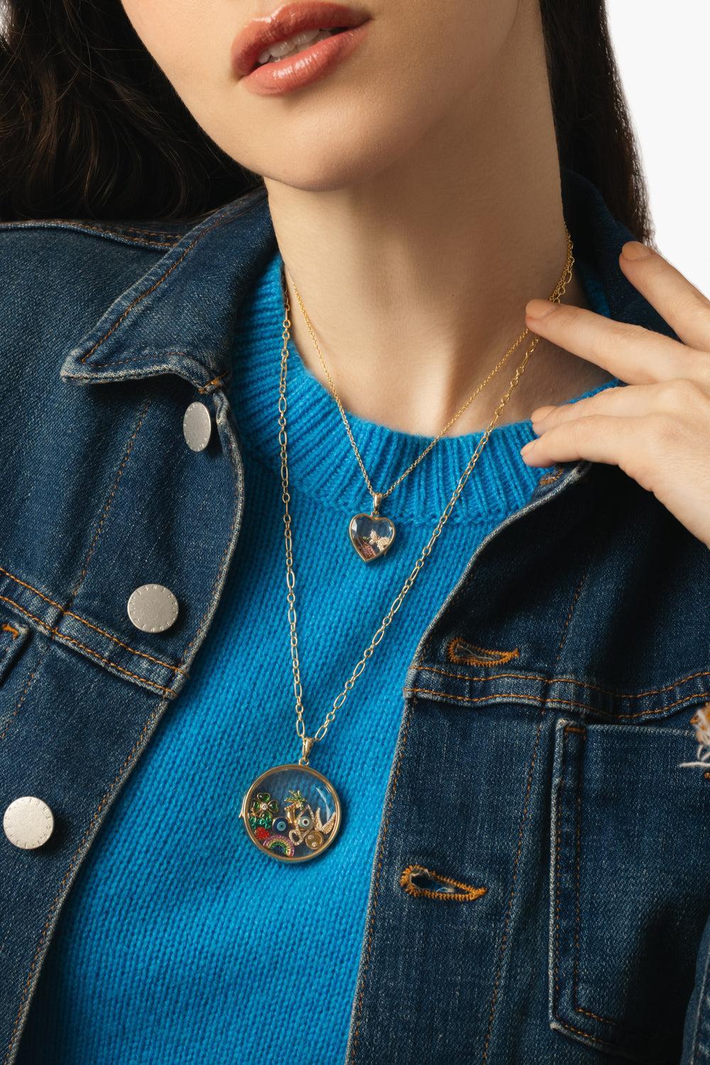 Large Round Paperclip Locket Necklace-YELLOW GOLD-18-JEWELRYFINE JEWELNECKLACE O-LOQUET