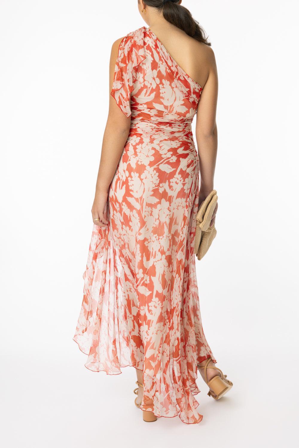 One Shoulder Draped Dress-CHILBLSH-2-CLOTHINGDRESSCASUAL-VICTORIA BECKHAM