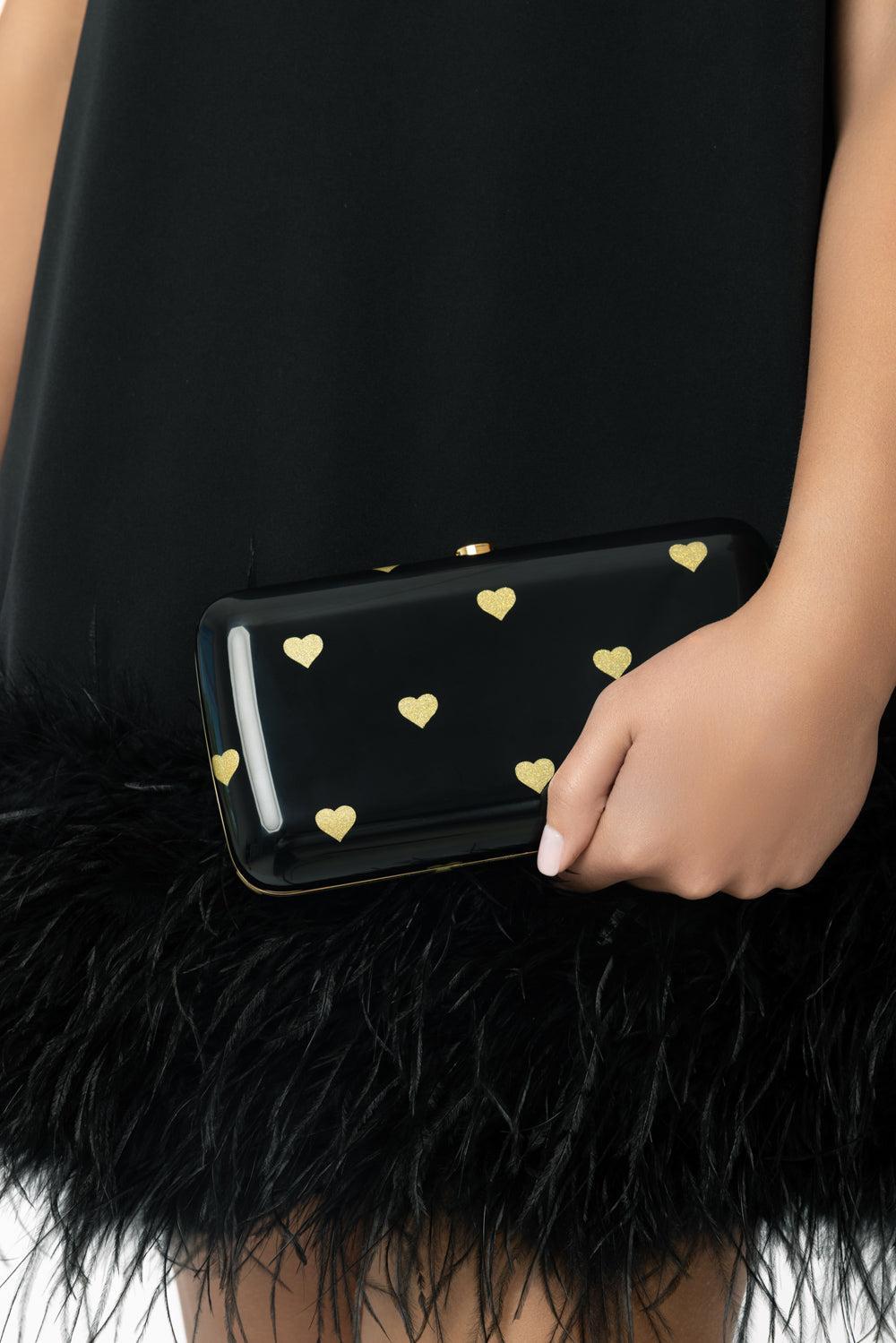 CANDY HEARTS CLUTCH-BLACK/GOLD-O/S-HANDBAGCLUTCHES-JEFFREY LEVINSON