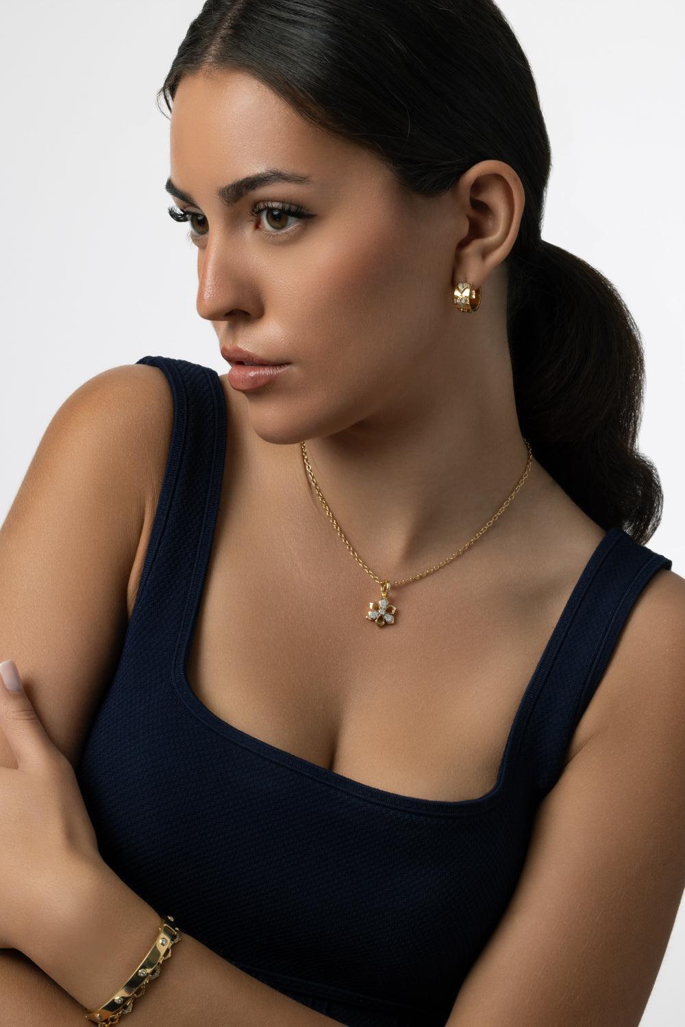Honey Comb Diamond Heart Hoop Earrings-YELLOW GOLD-JEWELRYFINE JEWELEARRING-SARA WEINSTOCK