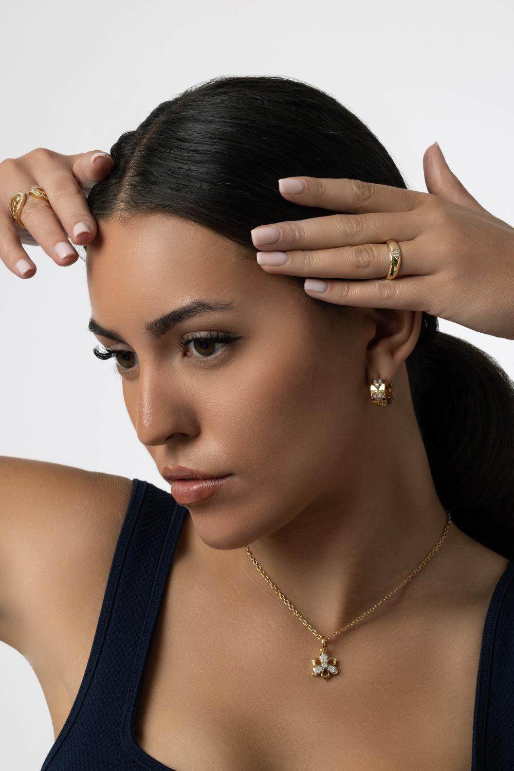Honey Comb Diamond Heart Hoop Earrings-YELLOW GOLD-JEWELRYFINE JEWELEARRING-SARA WEINSTOCK